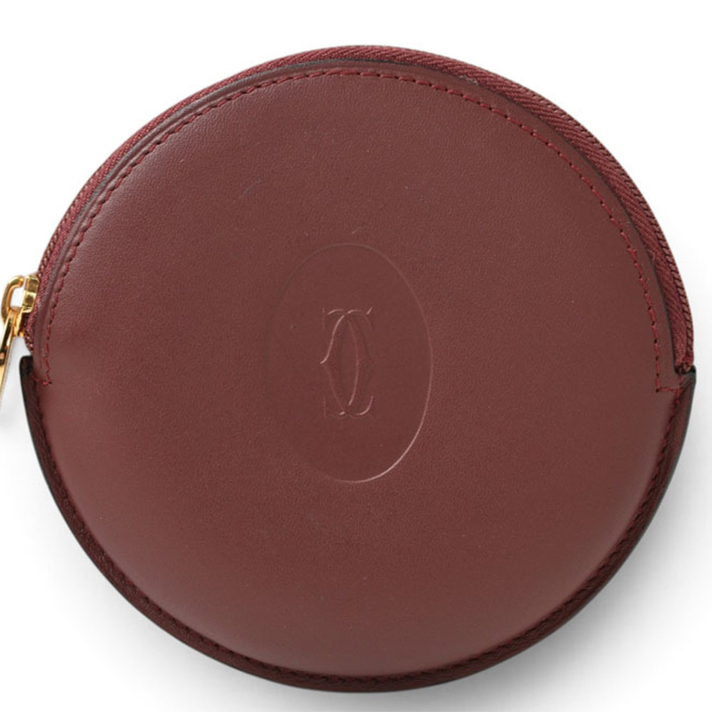 Cartier coin case, purse, wallet, Must de Cartier, Bordeaux